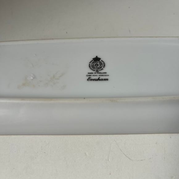 EVERHAM ROYAL WORCESTER Olive or Candy Dish 9" Gold Trimmed Berries England - Picture 11 of 12